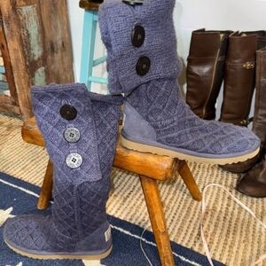 UGG Knit Button Boots - Dark Blue